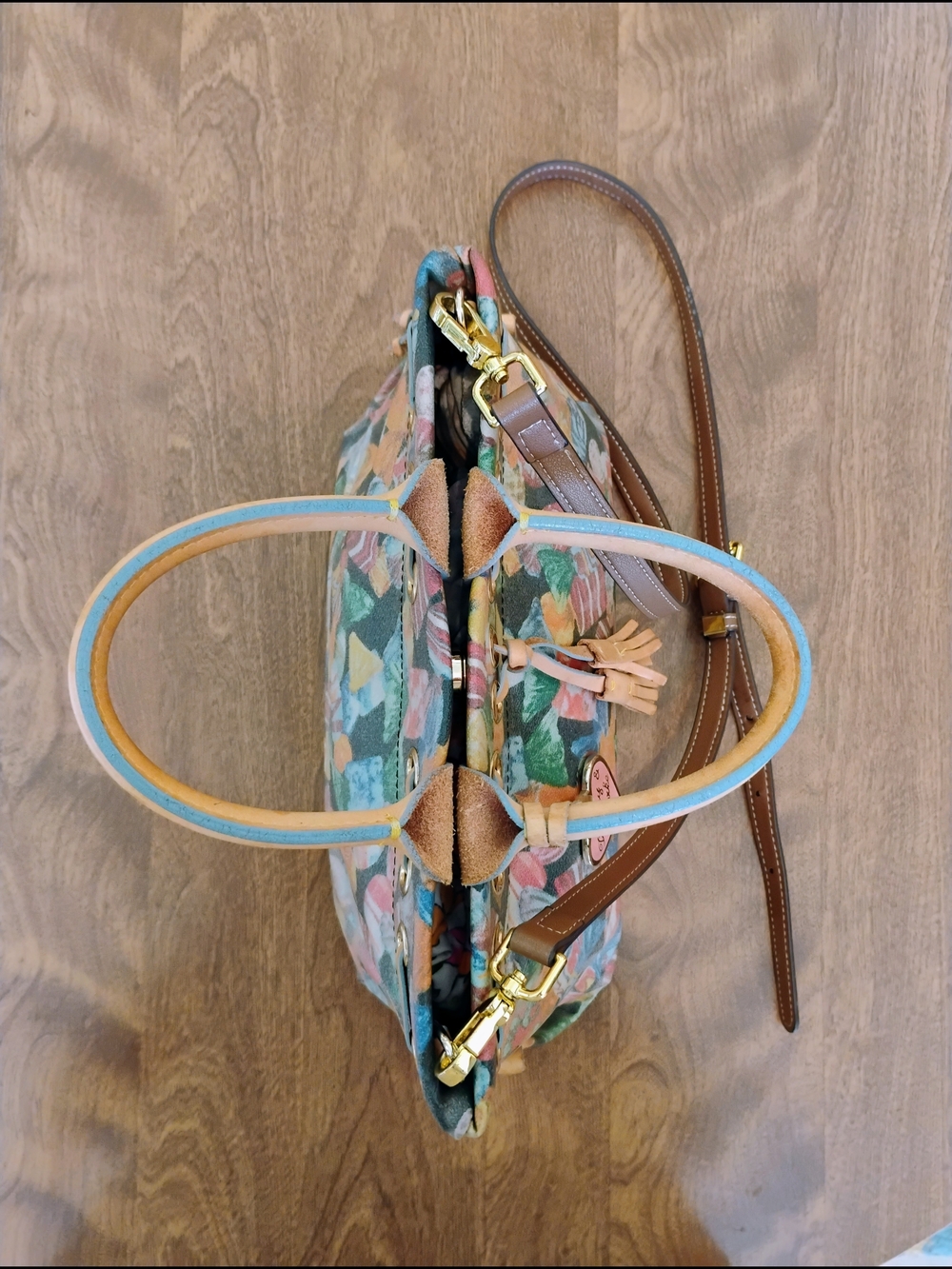 Dooney & Bourke Hard Candy All Over Coated Canvas Satchel/Cross Body Purse - Picture 13 of 16